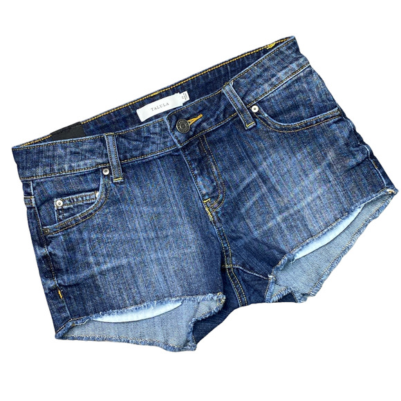 TALULA for ARITZIA | sz 25 Women's Dark Wash Low Rise Denim Cut Off Jean Shorts - Picture 1 of 3